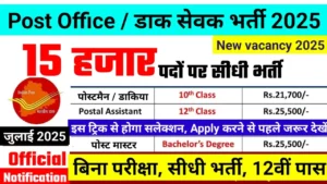 Post Office Recruitment 2025 for 15475 Posts