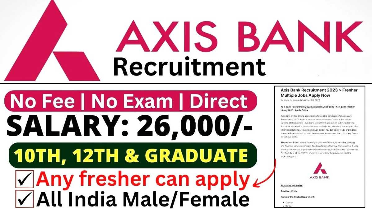 Work from Home for 12th Pass Govt Jobs in Axis Bank