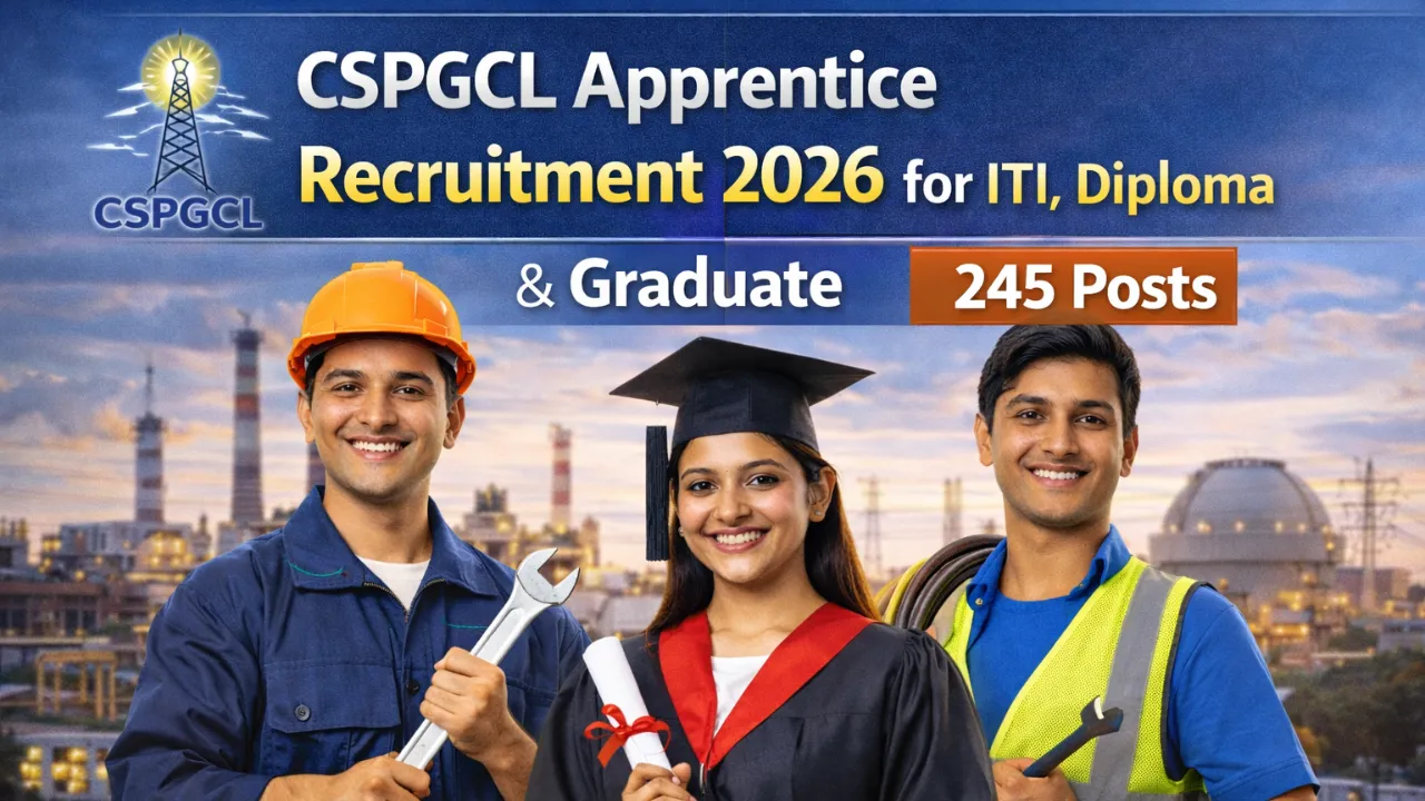 CSPGCL Apprentice Recruitment 2026 for ITI, Diploma & Graduate for 245 Post create image